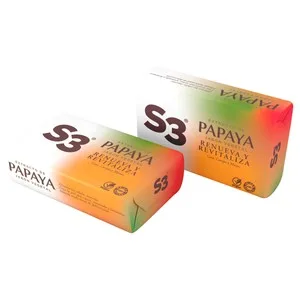 Pastillas de Jabón Vegetal Renovadoras y Revitalizantes, con Extracto de Papaya S3 2 X 125 G. 250 G
