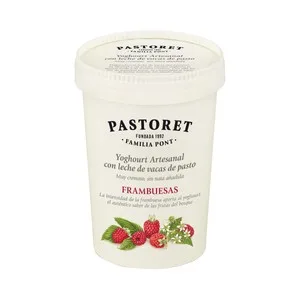 Pastoret Yogur Artesanal sin Nata Añadida, con Leche de Pasto y Frambuesas  500 G.