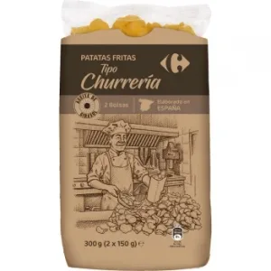 Patatas Fritas Churrería en Aceite de Girasol Carrefour Pack de 2 Bolsas de 150 G.