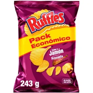 Patatas Fritas Onduladas Sabor a Jamón sin Gluten  Ruffles 243 G