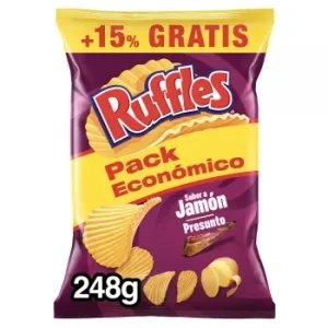 Patatas Fritas Onduladas Sabor Jamón Ruffles sin Gluten 243 G.