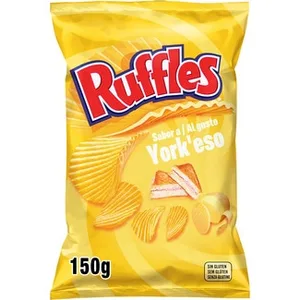 Patatas Fritas Onduladas York´eso Sabor a Jamón y Queso  Ruffles 150 G