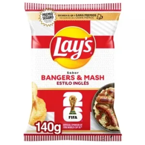 Patatas Fritas Sabor Estilo Inglés Bangers & Mash Lay's 140 G.