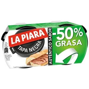 LA Piara Paté de Hígado de Cerdo 50% de Grasa Tapa Negra 2 Ud X 73 G. 146 G