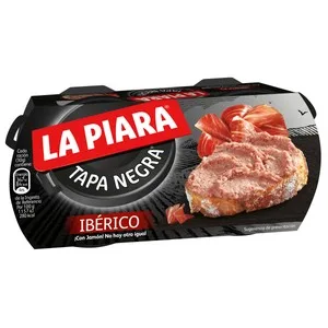 LA Piara Paté de Hígado de Cerdo Ibérico Tapa Negra 2 Ud X 73 G. 146 G
