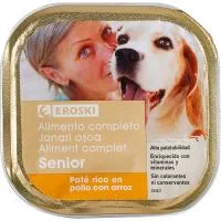 Paté de Pollo para Perro Senior Eroski, Lata 300 G