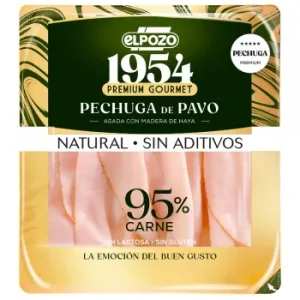 Pechuga de Pavo Asada con Madera de Haya Natural en Lonchas Legado Elpozo 1954 sin Gluten y sin Lactosa 120 G