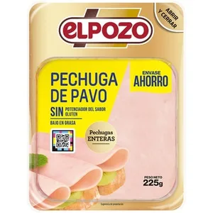 Pechuga de Pavo bajo en Grasa en Lonchas sin Gluten Elpozo