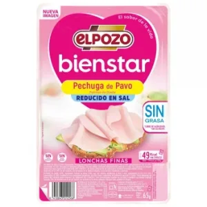 Pechuga de Pavo en Finas Lonchas Elpozo Bienstar sin Gluten y sin Lactosa 65 G
