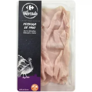 Pechuga de Pavo en Lonchas Extrafinas Carrefour el Mercado sin Gluten 100 G
