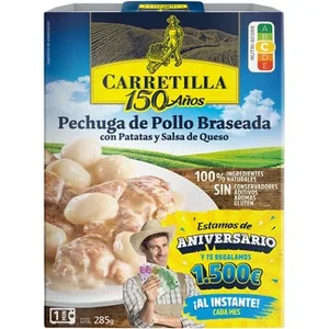Pechuga de Pollo Braseada con Patatas y Salsa de Queso sin Gluten Carretilla