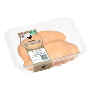 Pechugas Enteras de Pollo Certificado Alimentado con un 50% de Maíz 0.47 KG