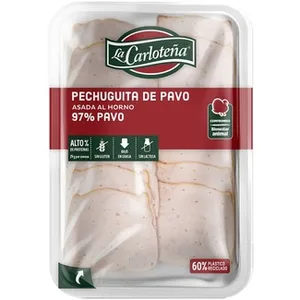 Pechuguita de Pavo al Horno 97%pavo sin Gluten y sin Lactosa  la Carloteña 100 G