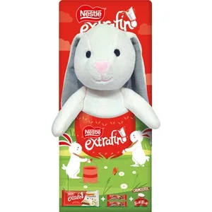 Peluche de Pascua con 1x Extrafino Filipinos, 2x Barritas Extrafino y 3x Cremositos Nestle Extrafino