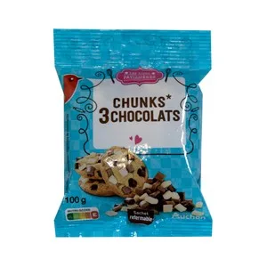 Producto Alcampo Pepitas Tres Chocolates Chunks 100 G.