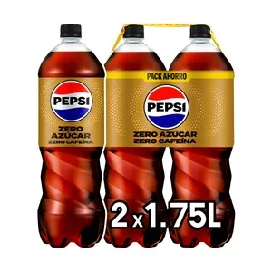 Pepsi Refresco de Cola Zero Azúcar, Zero Cafeína Pack 2 Uds. X 1,75 L. 3500 ML
