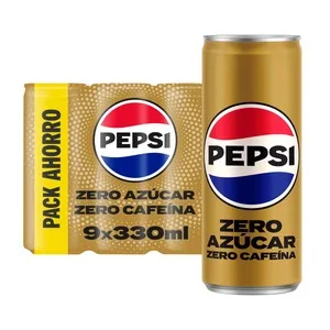 Pepsi Zero Refresco Cola Zero Azúcar, Zero Cafeína Pack 9 Latas X 33 Cl. 2970 ML