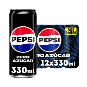 Pepsi Zero Refresco de Cola sin Azúcar Pack 12 Uds. X 33 Cl. 3960 ML