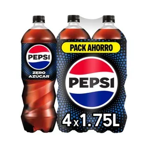 Pepsi Zero Refresco de Cola Zero sin Azúcar Pack 4 Botellas de 1,75 L. 7000 ML