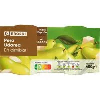 Pera en Dados en Almíbar Eroski, Pack 2x115 G