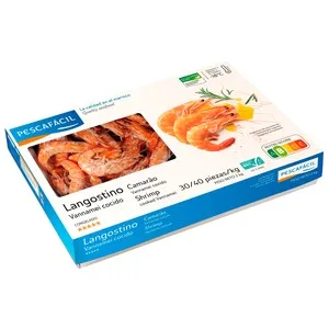 Pescafacil Langostino Vannamei 30 / 40 Cocido y Congelado 2 Kg. 2000 G