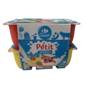 Petit de Fresa y de Fresa-plátano Carrefour Classic' sin Gluten Pack de 12 Unidades de 60 G.
