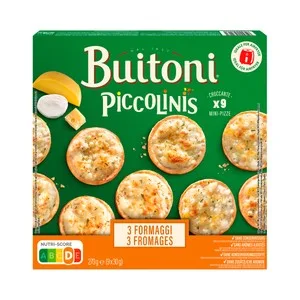 Piccolinis de Buitoni Mini Pizzas 3 Quesos (mozzarella, Emmental y Queso Curado) 9 X 30 G. 270 G