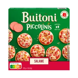 Piccolinis (mini Pizzas) con Queso Tomate y Salami de Buitoni 270 G.