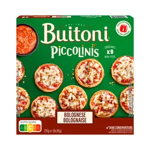 Piccolinis Minipizza Congelada con Queso y Carne de Vacuno (boloñesa) de Buitoni 9 X 30 G. 270 G