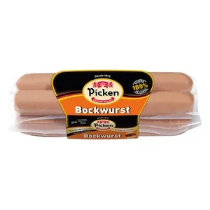 Picken Salchichas Alemanas con Ternera Tipo Bockwurst, Elaboradas sin Gluten, ni Glutamato ni Fécula Picken 300 G.