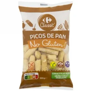 Picos de Pan con Aceite de Oliva Classic Carrefour sin Gluten y sin Lactosa 100 G.
