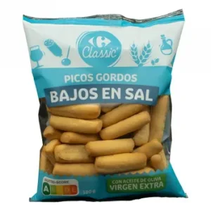 Picos Gordos Bajos en Sal con Aceite de Oliva Virgen Extra Carrefour Classic 180 G.