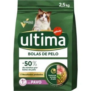 Pienso Bolas de Pelo con Pavo para Gato Adulto Ultima Cat 2,5 Kg.