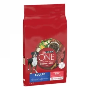 Pienso de Buey con Arroz Microbioma Intestinal Equilibrado para Perro Adulto Purina One Medium/maxi 7 Kg