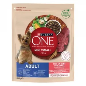 Pienso de Buey y Arroz para Perro Adulto Mini Purina One 800 G