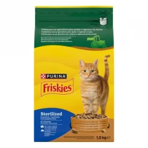 Pienso de Pavo y Pollo con Verduras para Gato Esterilizado Purina Friskies 1,5 Kg.