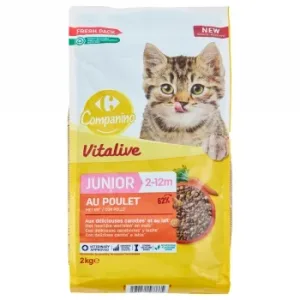 Pienso de Pollo, Leche y Verduras para Gato Junior Vitalive Carrefour Companino 2 Kg