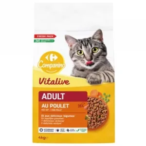 Pienso de Pollo y Verduras para Gatos Adultos Vitalive Carrefour Companino 4 Kg.