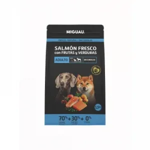 Pienso de Salmón sin Cereales con Frutas y Verduras para Perro Adulto Miguau 1,5 Kg