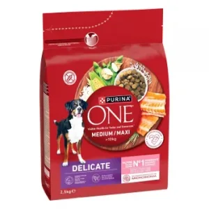Pienso de Salmón y Arroz Digestión Delicada Microbioma Intestinal Equilibrado para Perro Purina One Medium/maxi 2,5 Kg
