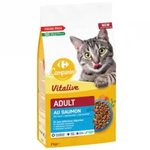 Pienso de Salmón y Verduras para Gatos Adultos Vitalive Carrefour Companino 2 Kg.