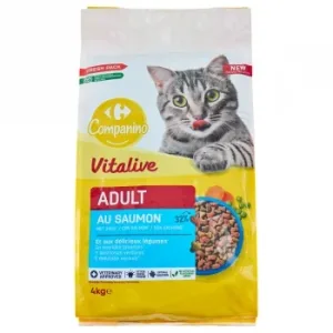 Pienso de Salmón y Verduras para Gatos Adultos Vitalive Carrefour Companino 4 Kg