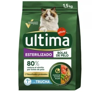 Pienso Esterilizado Bolas Pelo de Trucha para Gatos Ultima 1,5 Kg.