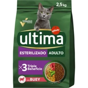 Pienso Esterilizado de Buey para Gato Adulto Ultima 2,5 Kg.