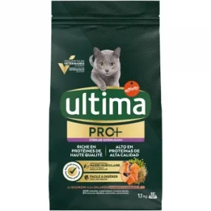 Pienso Esterilizado de Salmón para Gatos Adultos Ultima Pro+  1,1 Kg.