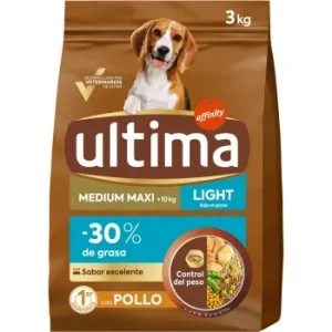 Pienso Light Pollo y Arroz para Perros Adultos Medium Maxi Ultima 3 Kg