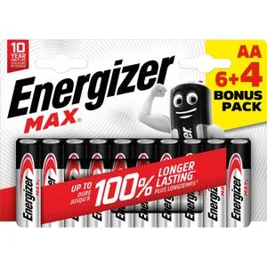 Pila Alcalina AA Max 6+4 10 u