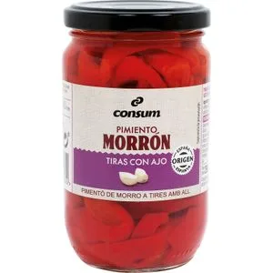Pimiento Tiras con Ajo Frasco 190 Gr