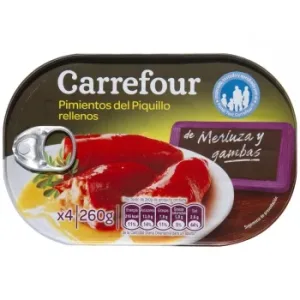 Pimientos del Piquillo Rellenos de Merluza y Gambas Carrefour 260 G.