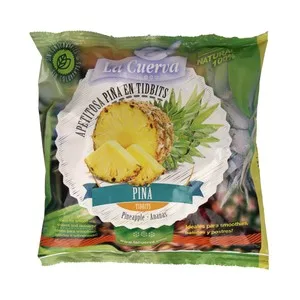 LA Cuerva Piña Cortada en Tidbits, 100% Natural y sin Conservantes ni Colorantes la Cuerva 300 G.